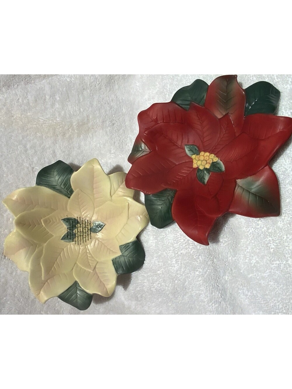 PartyLite Poinsettia 6.5” Pillar Candle Holders Set Of Two